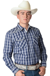 El General - Camisa Vaquera A Cuadros Azul WD 12-800