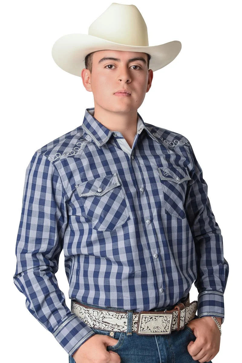 El General - Camisa Vaquera A Cuadros Azul WD 12-800