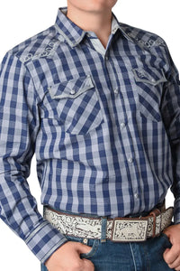El General - Camisa Vaquera A Cuadros Azul WD 12-800