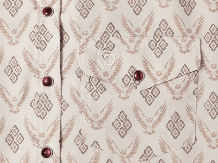 The American West - Short-Sleeve Plaid Western Shirt – Beige AW-506