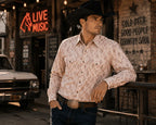 The American West - Short-Sleeve Plaid Western Shirt – Beige AW-506