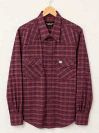 The American West - Short-Sleeve Plaid Western Shirt - Wine