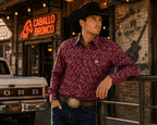 The American West - Short-Sleeve Plaid Western Shirt – Burgundy AW-505