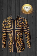 White Diamonds - Fashion Denim Shirt  Cross Design - Black WD-822