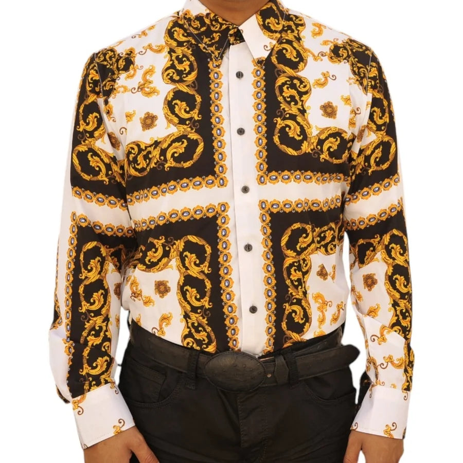 White Diamonds - Fashion Denim Shirt  Cross Design - White WD-823
