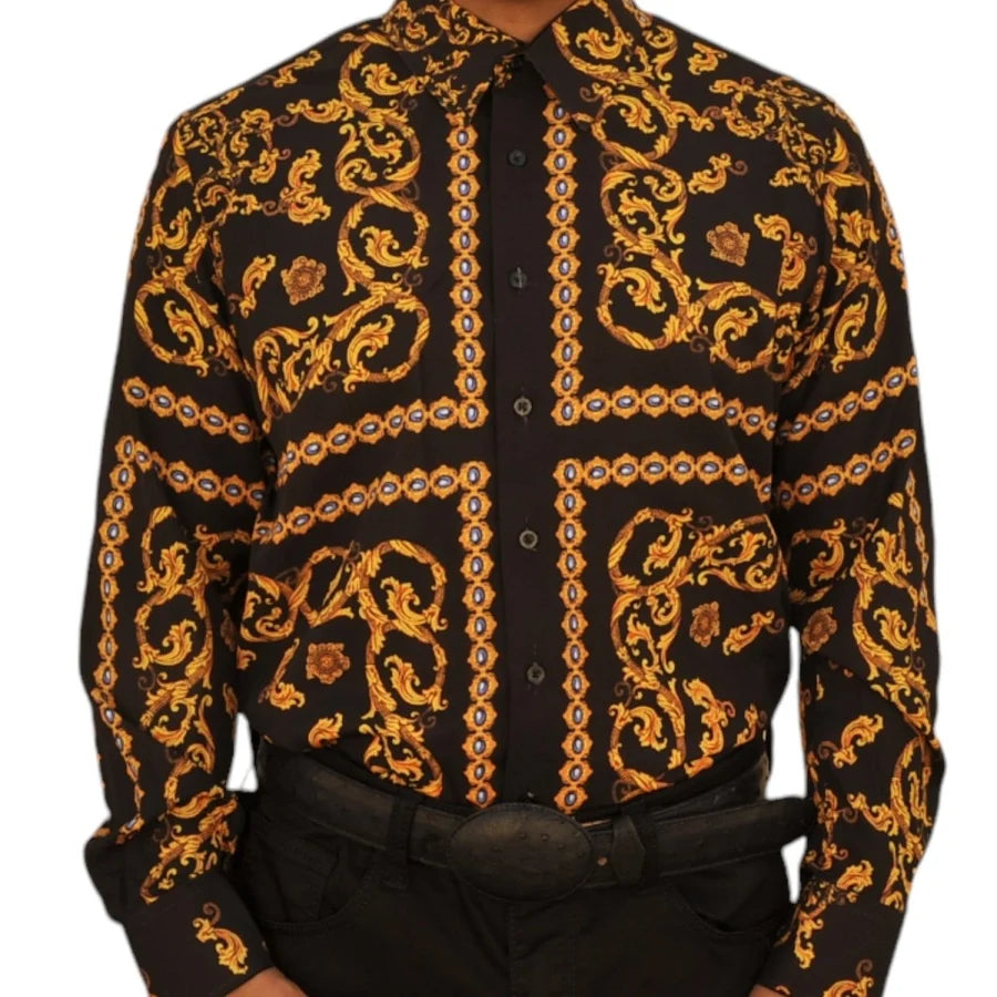 White Diamonds - Fashion Denim Shirt  Cross Design - Black WD-822