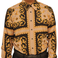 White Diamonds - Fashion Denim Shirt  Cross Design - Beige WD-824