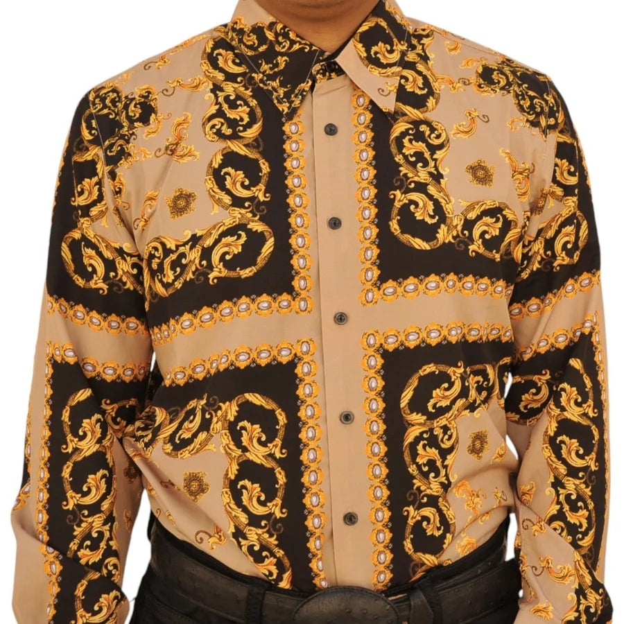 White Diamonds - Fashion Denim Shirt  Cross Design - Beige WD-824