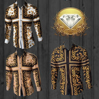White Diamonds - Fashion Denim Shirt  Cross Design - White WD-823