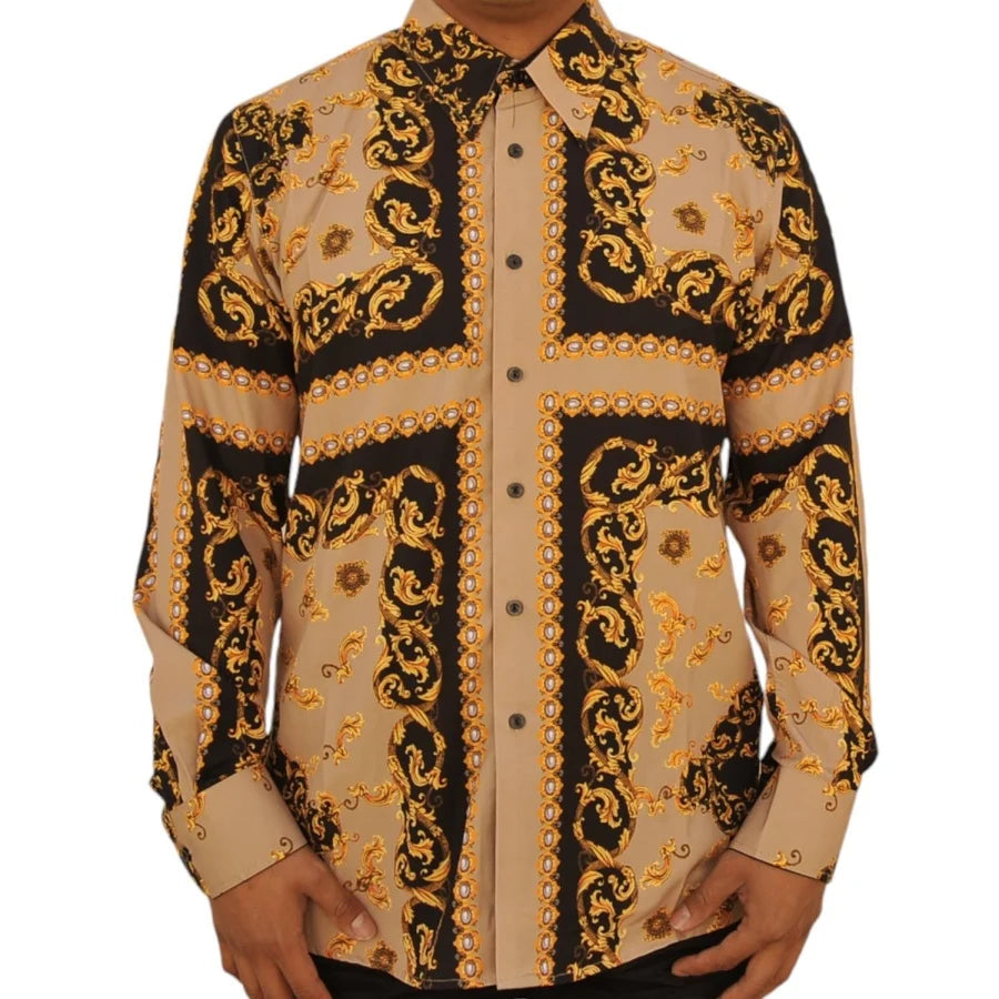 White Diamonds - Fashion Denim Shirt  Cross Design - Beige WD-824