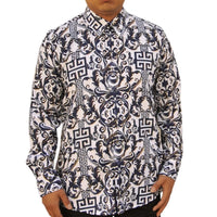 White Diamonds Grecas Fashion Denim Shirt - White with Navy WD-827