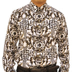 White Diamonds Grecas Fashion Denim Shirt - White with Black WD-828