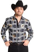 El General - Camisa Vaquera Grecas Negro-Blanco WD 11-897