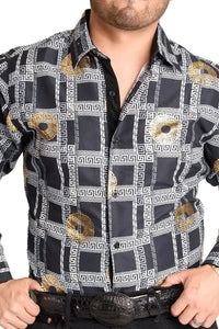 El General - Camisa Vaquera Grecas Negro-Blanco WD 11-897