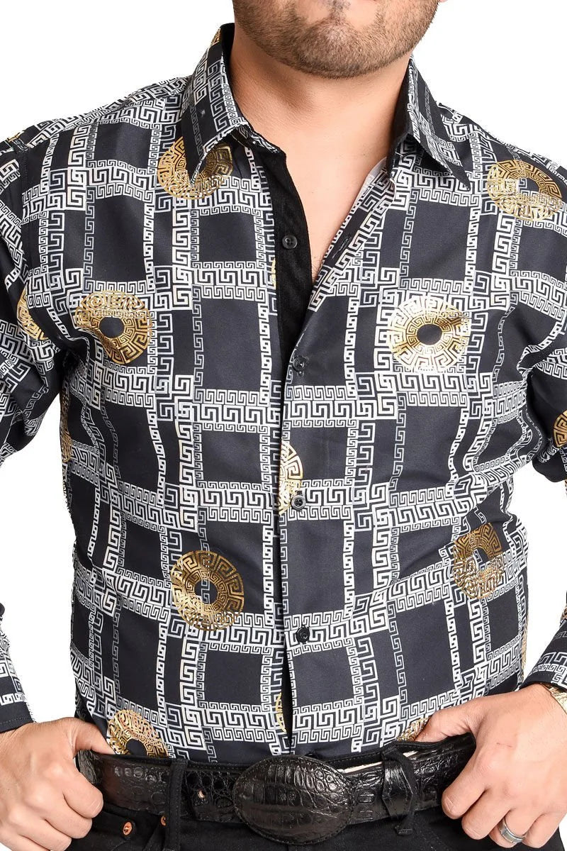 El General - Camisa Vaquera Grecas Negro-Blanco WD 11-897