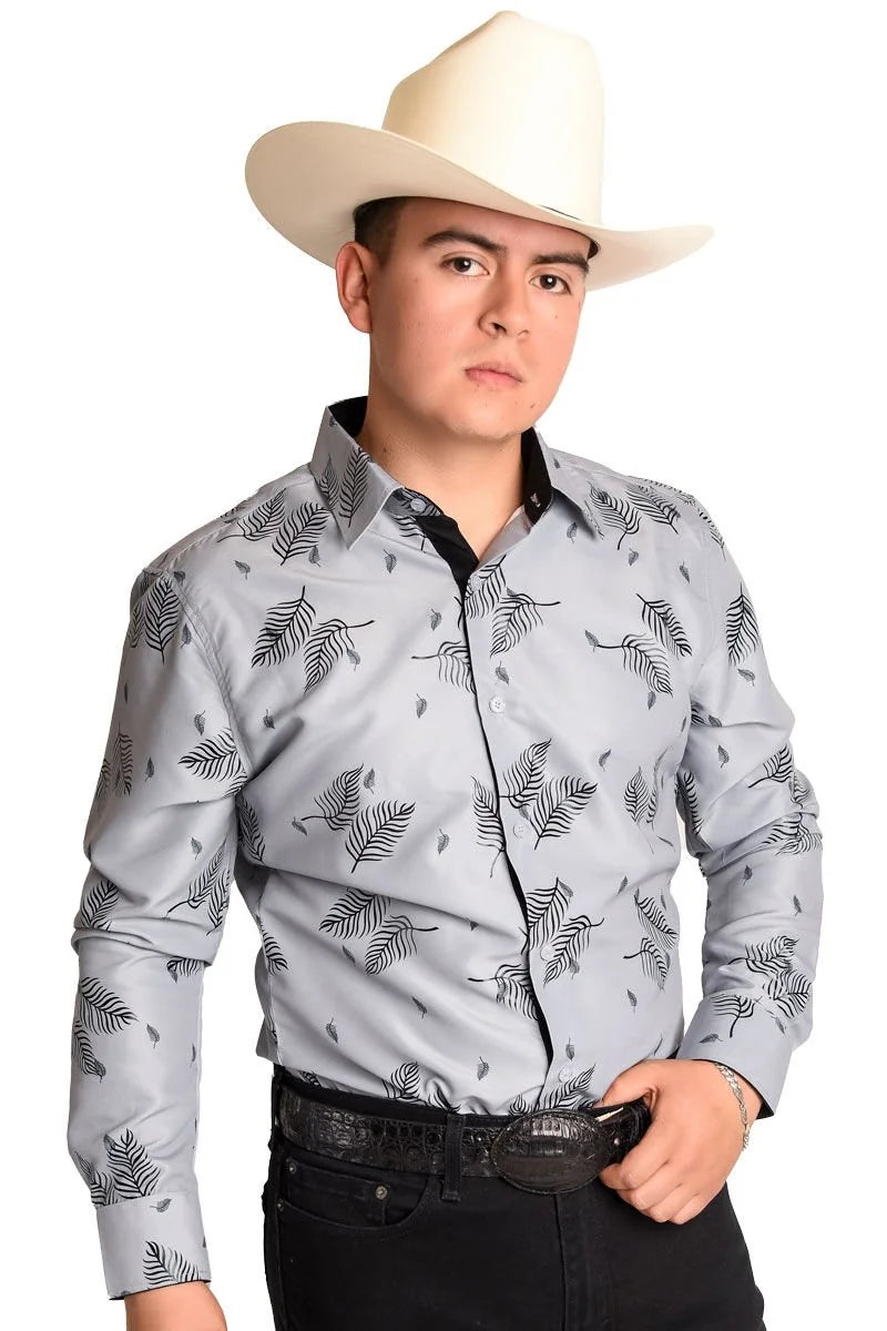 El General- Camisa Vaquera Gris Estampado Negro WD 11-889