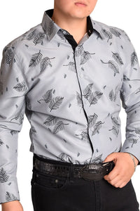 El General- Camisa Vaquera Gris Estampado Negro WD 11-889