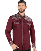 Camisa Vaquera Bordada Montero Vino 3541