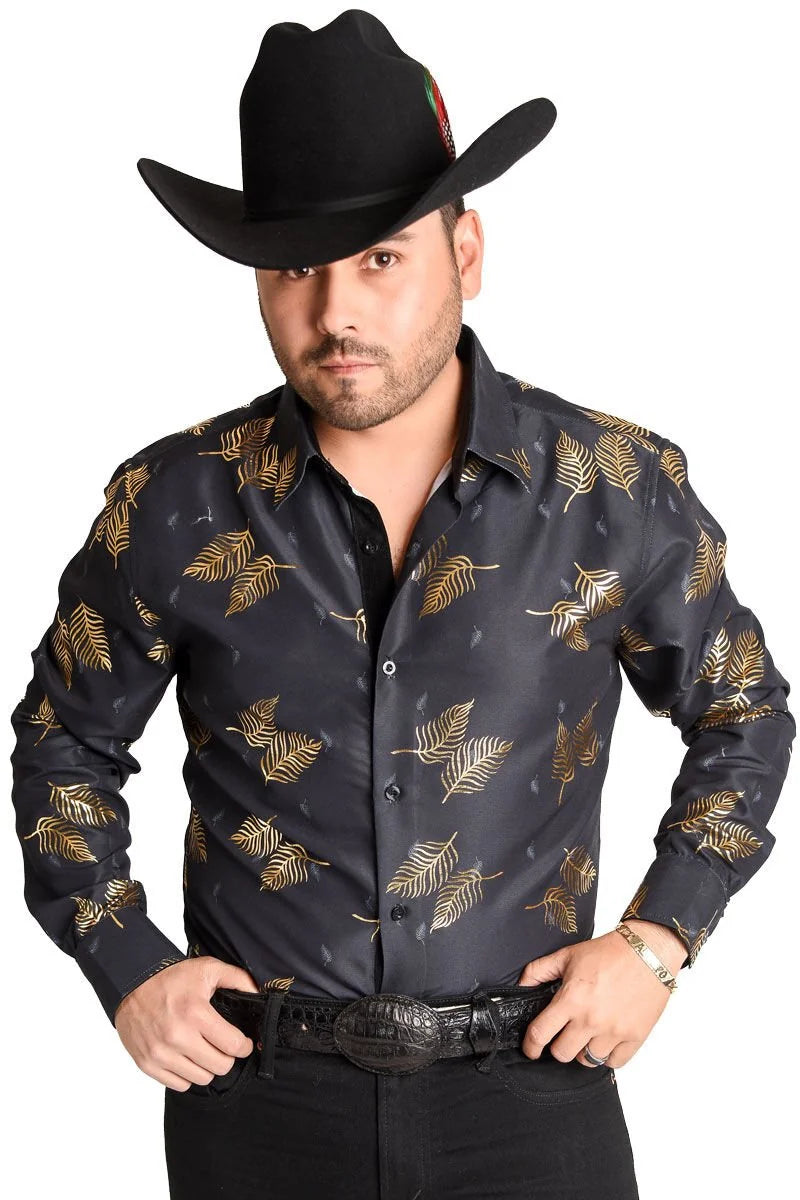 El General - Camisa Vaquera A Cuadros Negra-Oro WD 11-890
