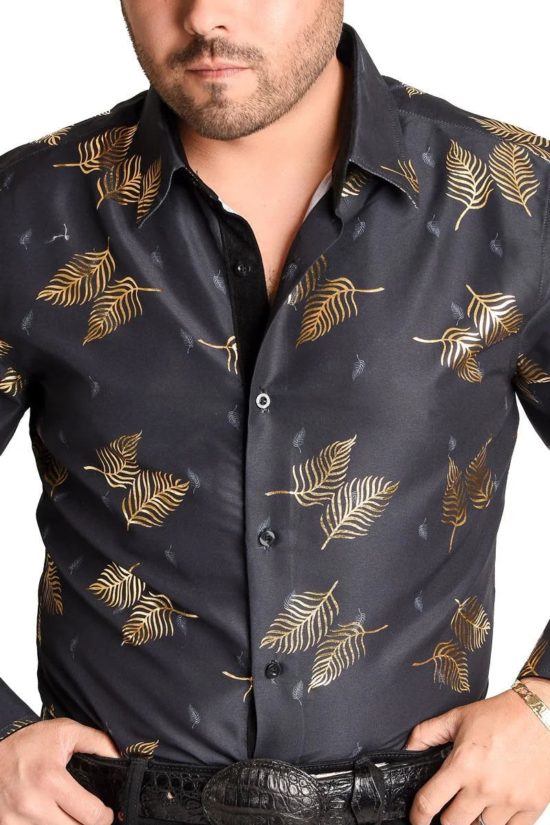 El General - Camisa Vaquera A Cuadros Negra-Oro WD 11-890
