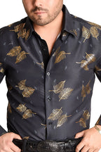 El General - Camisa Vaquera A Cuadros Negra-Oro WD 11-890
