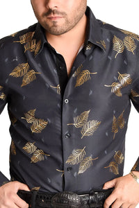 El General - Camisa Vaquera A Cuadros Negra-Oro WD 11-890