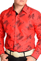El General - Camisa Vaquera Roja Estampado Negro WD 11-893