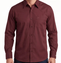 The American West - Stretch Denim Shirt with Pearl Buttons - Burgundy AW-SSF1