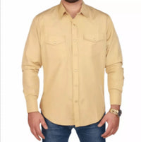 The American West - Stretch Denim Shirt with Pearl Buttons - Khaki AW-SSF1