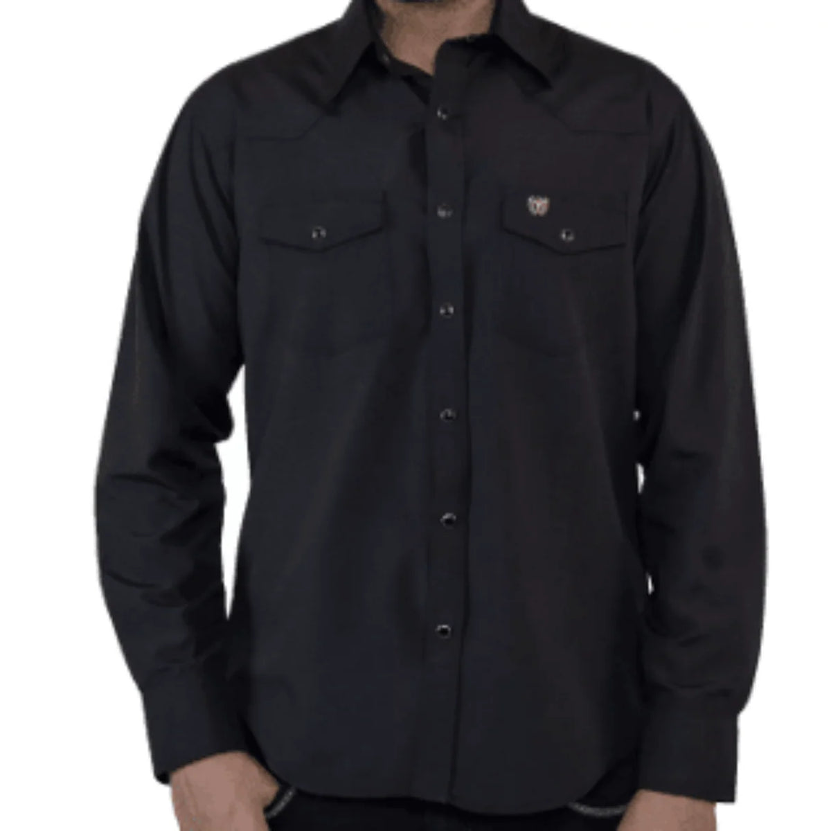 The American West - Stretch Denim Shirt with Pearl Buttons - Black AW-SSF1