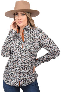 White Diamonds  Women’s Blusa Vaquera Negra Floreada WD 11-529