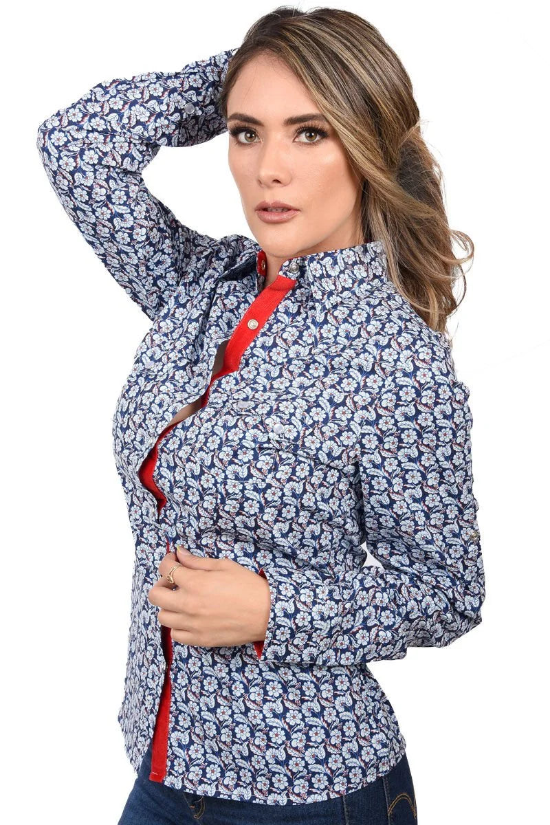 White Diamonds Women’s Blusa Vaquera Azul Floreada WD 11-531