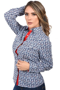 White Diamonds Women’s Blusa Vaquera Azul Floreada WD 11-531