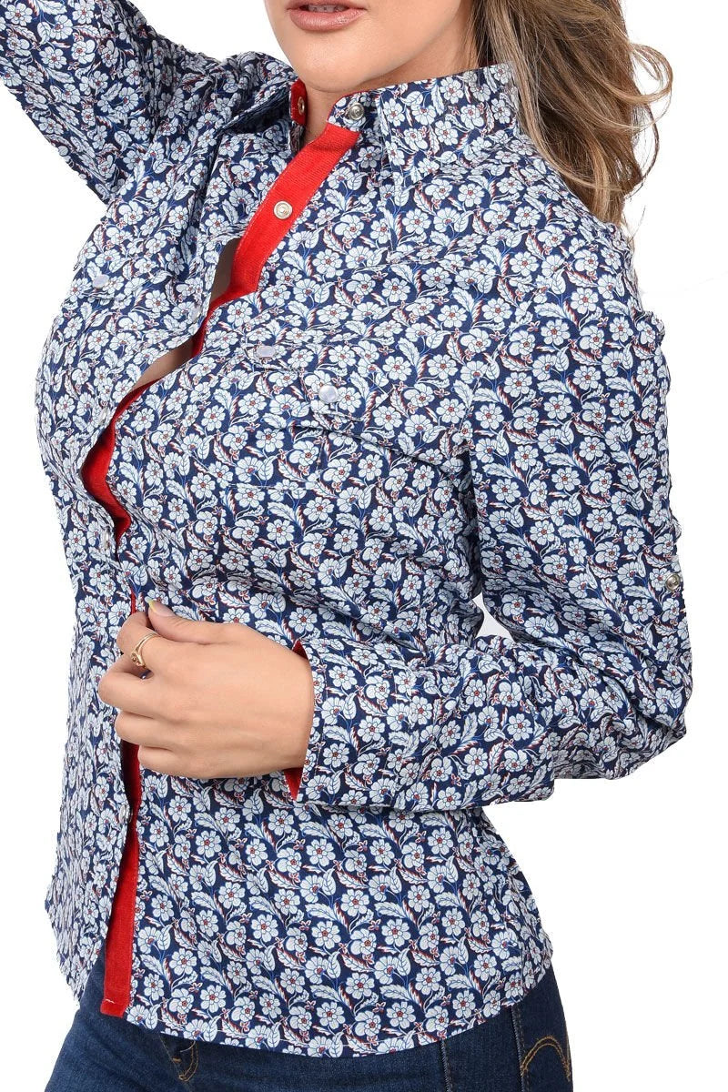 White Diamonds Women’s Blusa Vaquera Azul Floreada WD 11-531