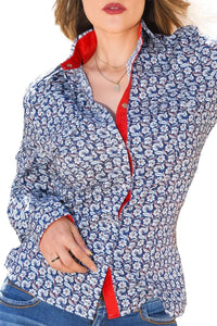 White Diamonds Women’s Blusa Vaquera Azul Floreada WD 11-531