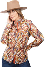 White Diamonds  Women’s Camisa Vaquera De Mujer Naranja Geométrica WD 11-538
