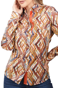 White Diamonds  Women’s Camisa Vaquera De Mujer Naranja Geométrica WD 11-538