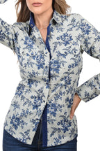 White Diamonds  Women’s Camisa Vaquera De Mujer Flores Azules WD 11-544