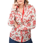 White Diamonds  Women’s Camisa Vaquera De Mujer Flores Rojas WD 11-547