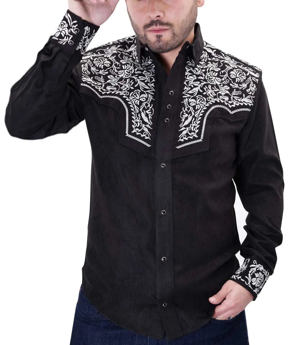 El General - Embroidered Suede Western Shirt WD Boots 807 WD-11-921