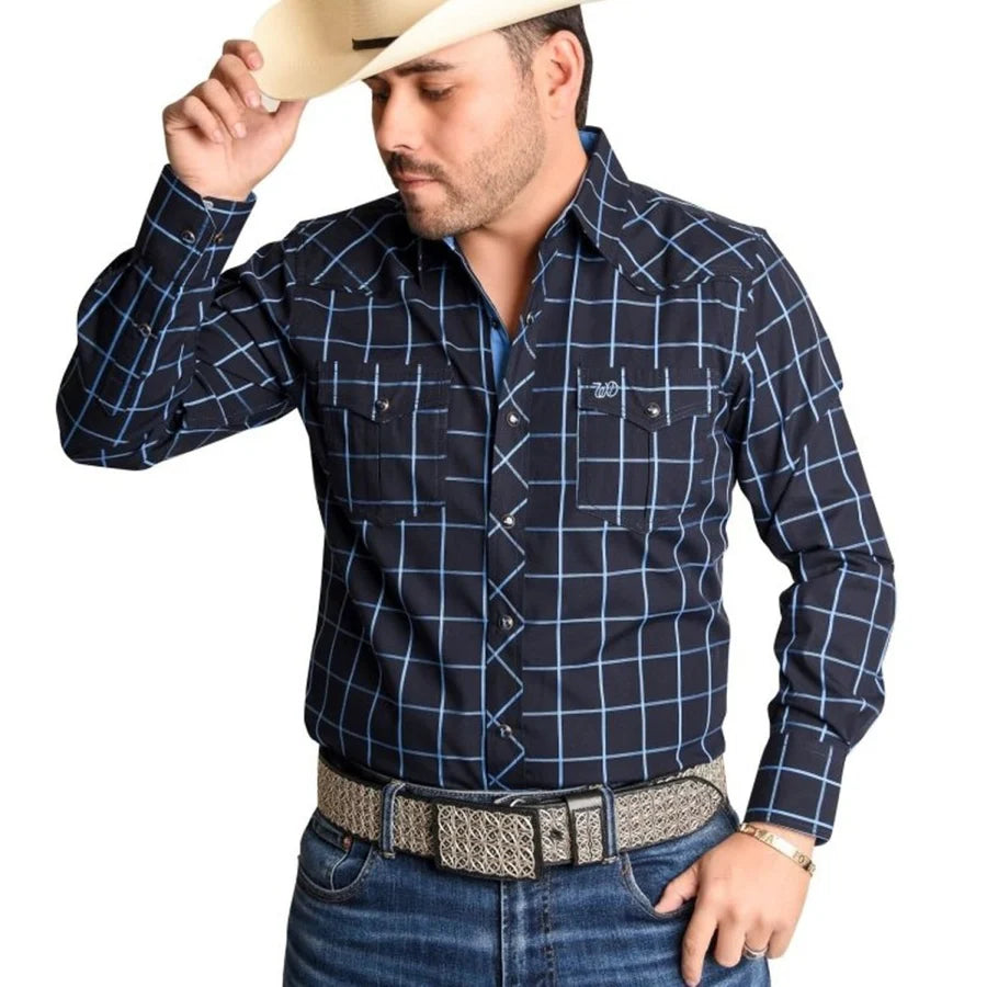 White Diamonds Denim Shirt - Blue Plaid WD-847