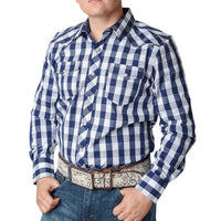 White Diamonds  Western Shirt -  White and Blue Plaid WD-849