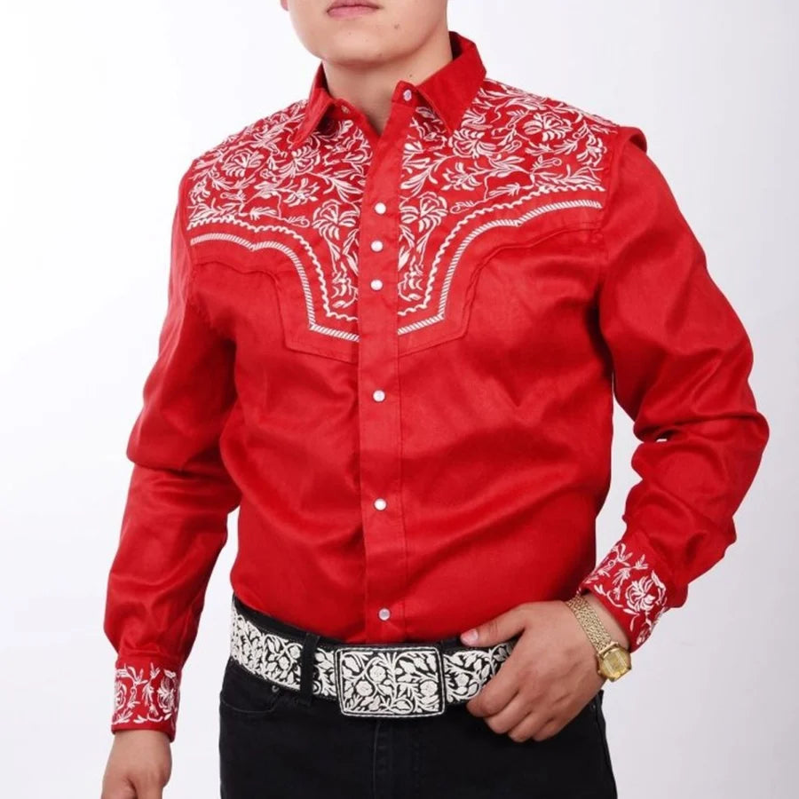 White Diamonds - Suede Denim Shirt - Red and White WD-864