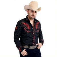 White Diamonds Denim Shirt - Black Red WD-857
