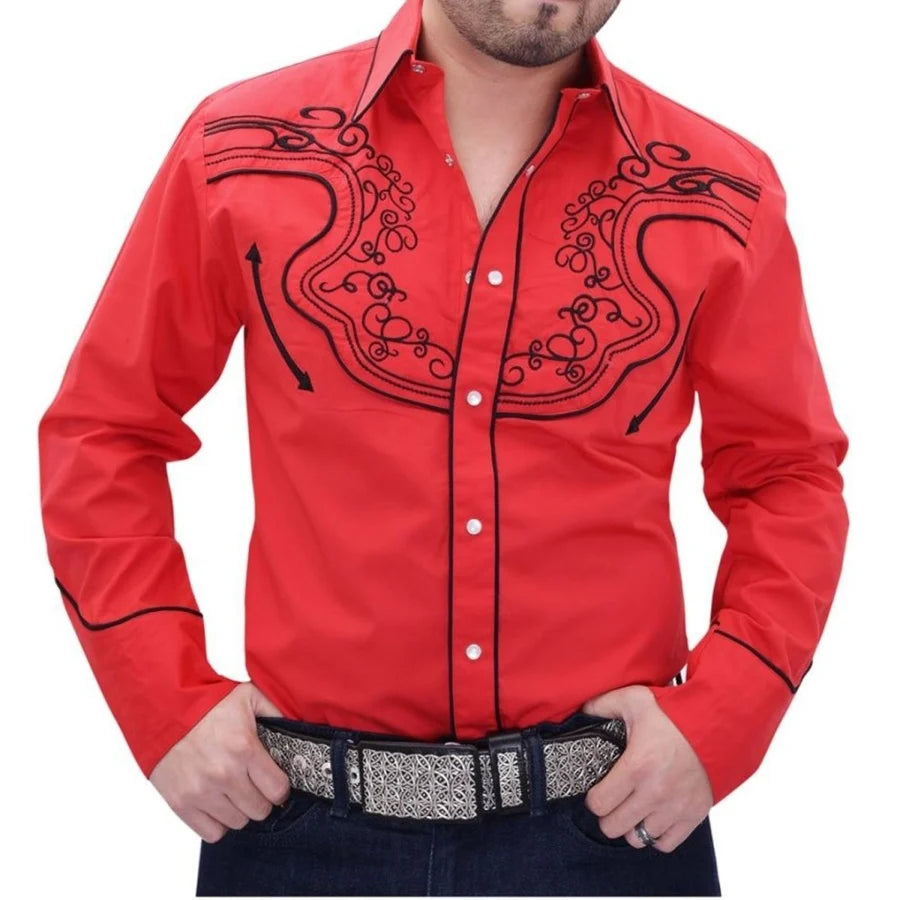 White Diamonds Denim Shirt - Red WD-852