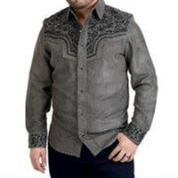 White Diamonds Cowboy Shirt- Gray with Black WD-860