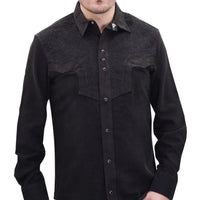White Diamonds Embroidered Denim Shirt - Black WD-863