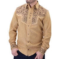 White Diamonds Embroidered Denim Shirt - Beige WD-866