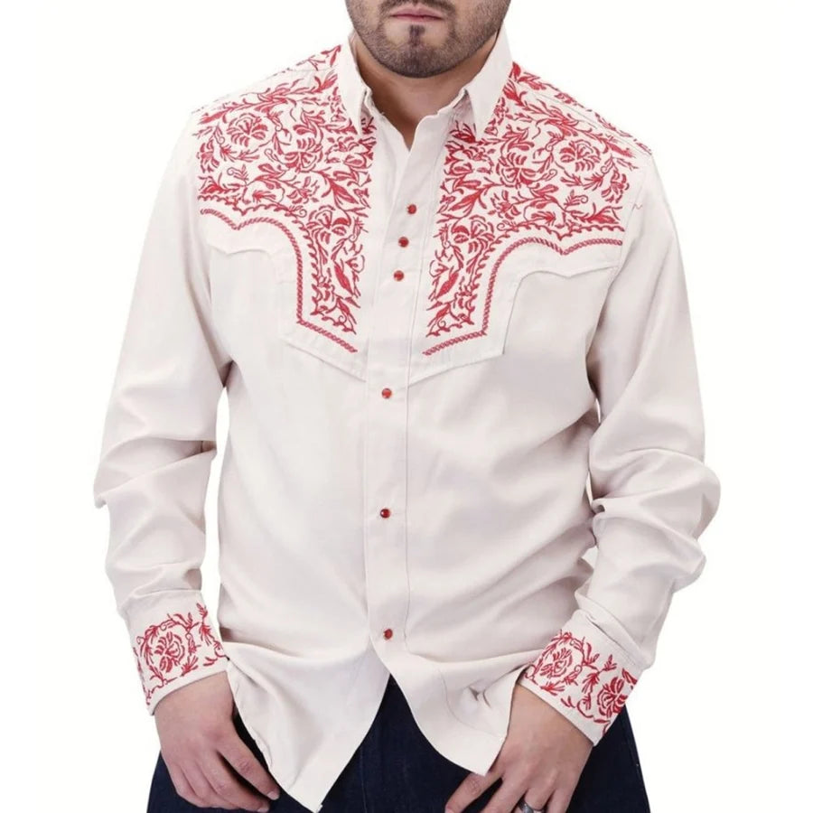 White Diamonds Embroidered Denim Shirt - Cream WD-871