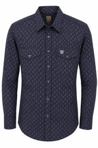The American West - Long-Sleeve Pearl Button Western Shirt with Stripes - Blue AW-704